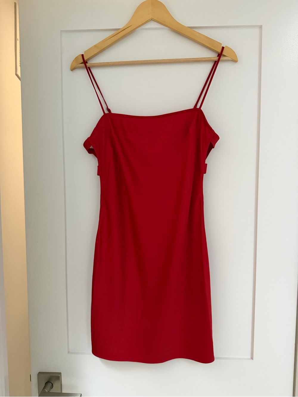fleur du mal Eco Luxe Love Bound Slip Dress with side cut-outs in Rouge
